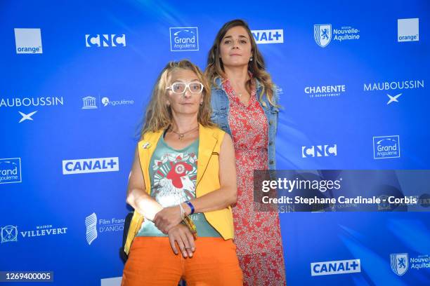 Actresses Corinne Masiero and Blanche Gardin attend the "Effacer L'Historique" Photocall at 13th Angouleme French-Speaking Film Festival on August...