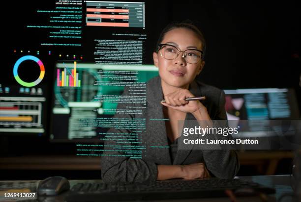 data woman see through display - scrutiny stock pictures, royalty-free photos & images