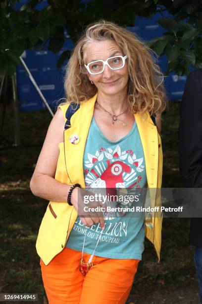 Actress Corinne Masiero attends the "Effacer L'Historique" Photocall at 13th Angouleme French-Speaking Film Festival on August 28, 2020 in Angouleme,...