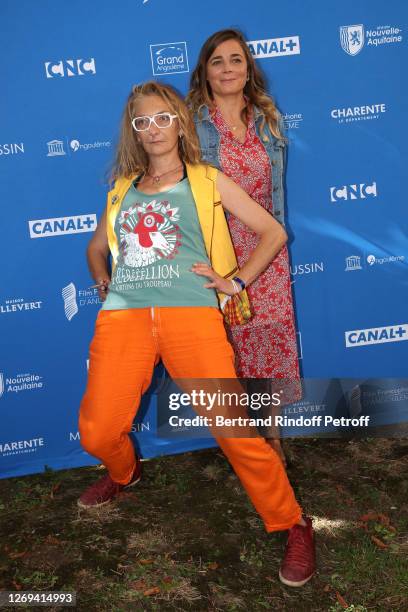 Actresses Corinne Masiero and Blanche Gardin attend the "Effacer L'Historique" Photocall at 13th Angouleme French-Speaking Film Festival on August...