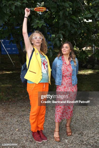 Actresses Corinne Masiero and Blanche Gardin attend the "Effacer L'Historique" Photocall at 13th Angouleme French-Speaking Film Festival on August...