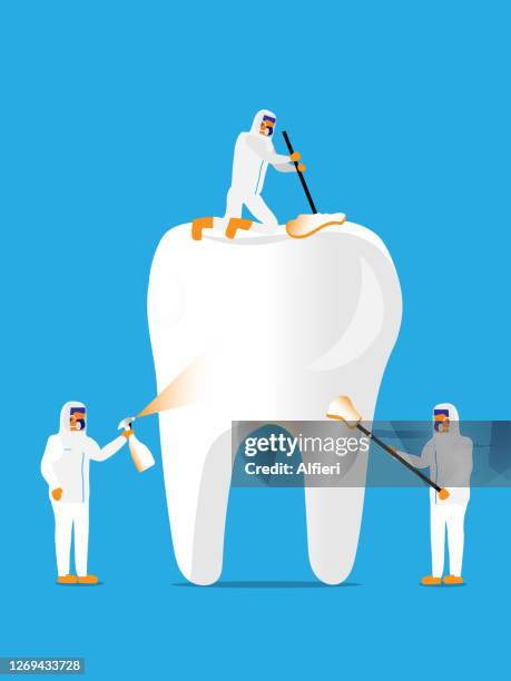 teeth cleaning - taking standardized test stock illustrations