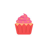 Cupcake Icon Flat Design.
