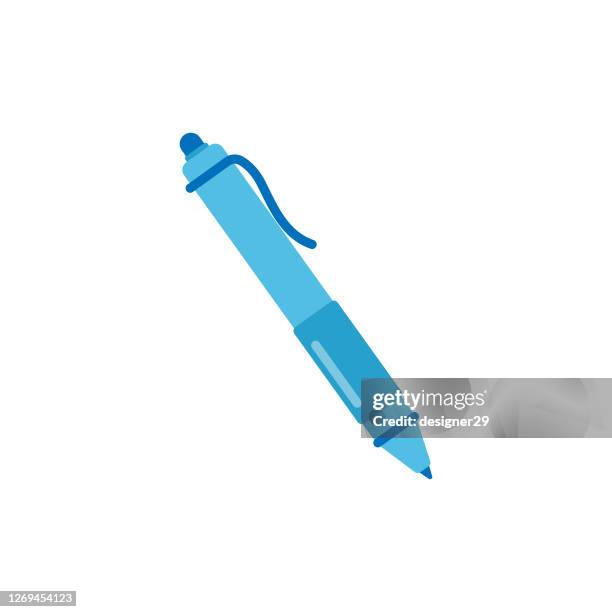 stockillustraties, clipart, cartoons en iconen met ballpoint pen pictogram flat design. - pen schrijfgerei