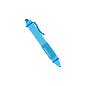 Ballpoint Pen Icon Flat Design.