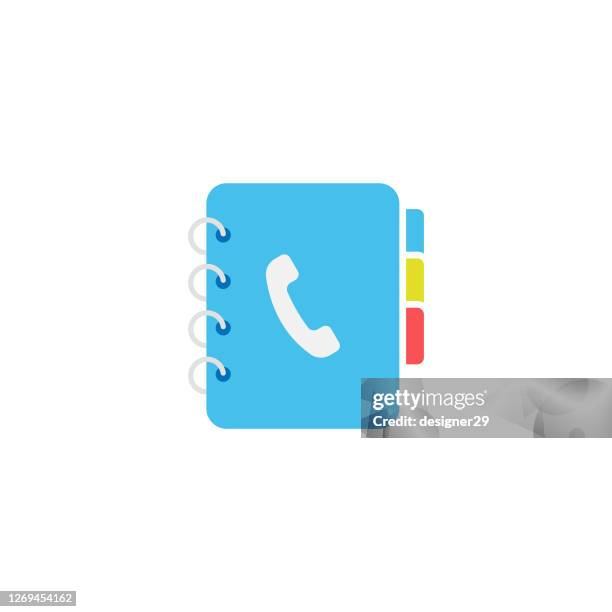 stockillustraties, clipart, cartoons en iconen met telefoon- en adresboekpictogram flatontwerp. - contact list