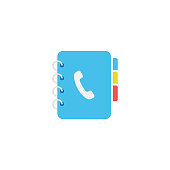 Telephone and Address Book Icon Flat Design.