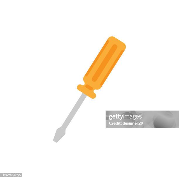 stockillustraties, clipart, cartoons en iconen met screwdriver icon flat design. - schroevendraaier