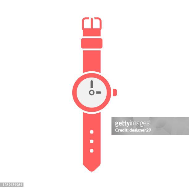 armbanduhr oder uhr icon flat design. - wristwatch stock-grafiken, -clipart, -cartoons und -symbole