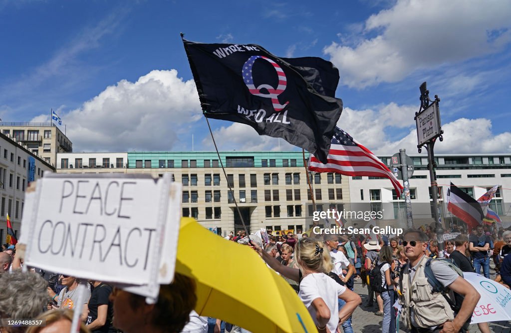 Coronavirus Skeptics And Right-Wing Extremists Protest In Berlin