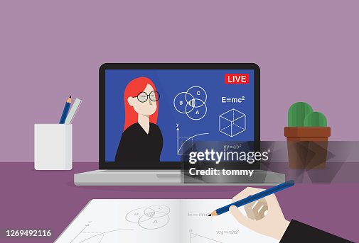 學生通過在線技術學習數學。 學生通過在線技術學習數學。
