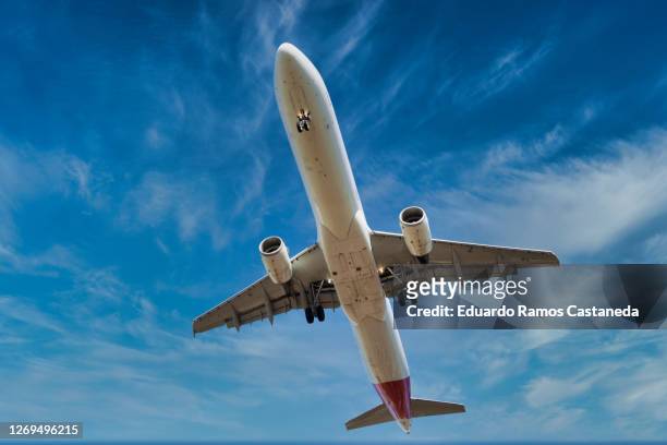 airplane flying - aeroplano foto e immagini stock