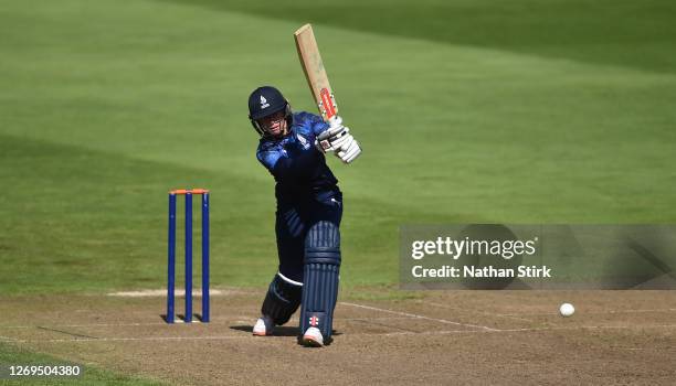 Lauren Winfield of Northern Diamonds drives the ball while batting during the Rachael Heyhoe-Flint Trophy match between Central Sparks and Northern...