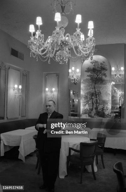 Henri Soule in the dining room of Le Pavillon, June 1960.