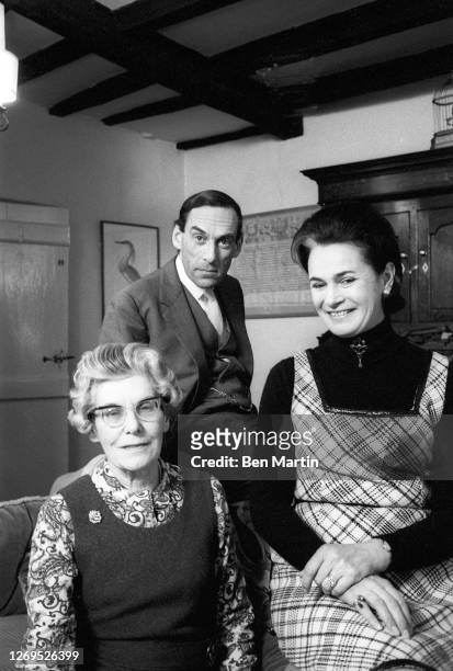 Liberal Party Leader Jeremy Thorpe with wife Marion Stein and mother Ursula, at Queen's Hall, Barnstaple, during the counting of ballots, February...