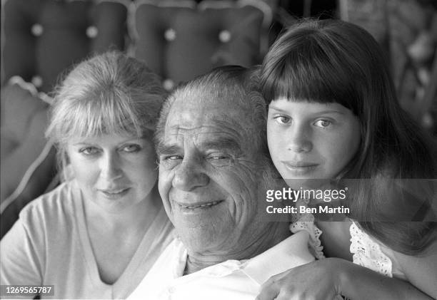Actor Lionel Stander at home in Los Angeles with wife Stephanie and daughter Jennifer, August 18, 1982.
