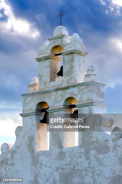 the bell-tower from mission san juan capistrano - temple texas stock pictures, royalty-free photos & images