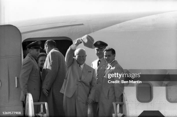 First Secretary of the Communist Party of the Soviet Union Nikita Khrushchev at Idlewild Airport in New York, September 19, 1959. Before departing...