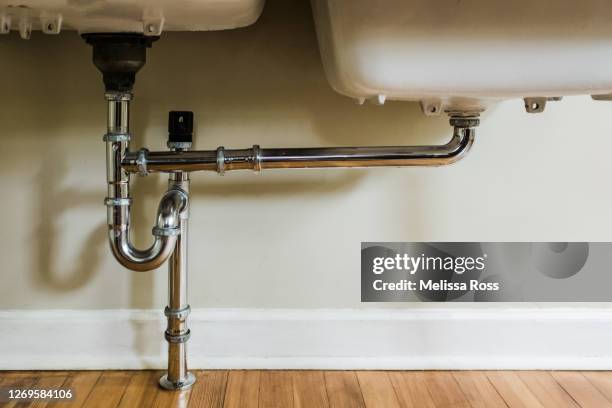 close-up of water pipes - water supply stock-fotos und bilder
