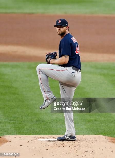 Colten Brewer of the Boston Red Sox in action against the New York Yankees at Yankee Stadium on August 14, 2020 in New York City. The Yankees...