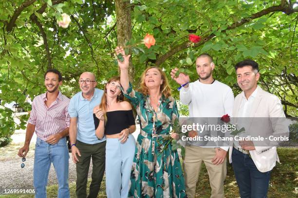 Actors Vincent Dedienne, Fatsah Bouyahmed, Marie Petiot, Catherine Frot, Melan Omerta and director Pierre Pinaud attend the "La Fine Fleur" Photocall...