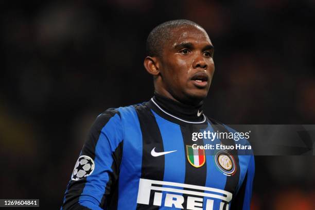 Samuel Eto"u2019o of Inter Milan is seen during the UEFA Champions League Group F match between Inter Milan and Dynamo Kyiv at the Stadio Giuseppe...