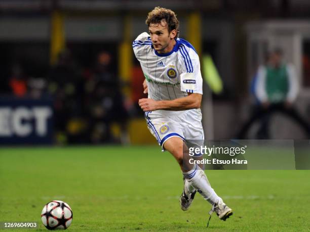 Andriy Shevchenko of Dynamo Kyiv in action during the UEFA Champions League Group F match between Inter Milan and Dynamo Kyiv at the Stadio Giuseppe...