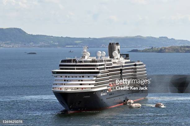 The Holland America Line cruise ship Zuiderdam, at anchor near the the Forth Bridge, on June 29 in South Queensferry, Scotland. Several cruise ships...