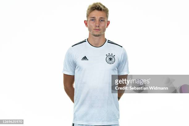 Joscha Metzler poses during the Germany Beach Soccer National Team presentation on August 29, 2020 in Frankfurt, Germany.