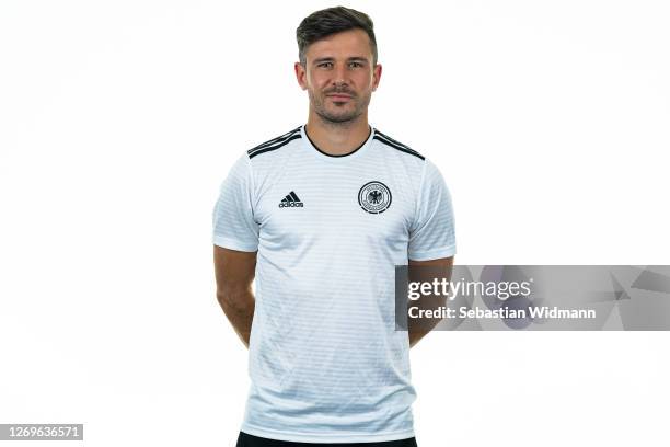 Sascha Weirauch poses during the Germany Beach Soccer National Team presentation on August 29, 2020 in Frankfurt, Germany.