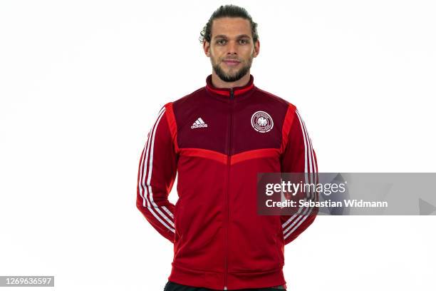 Mohamed Terchoune poses during the Germany Beach Soccer National Team presentation on August 29, 2020 in Frankfurt, Germany.