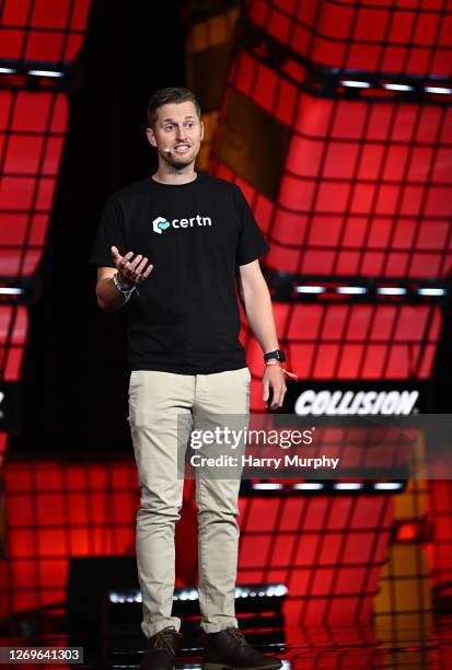 Toronto , Canada - 29 June 2023; Andrew McLeod, Co-founder & CEO, Certn, on Center Stage during day three of Collision 2023 at Enercare Centre in...