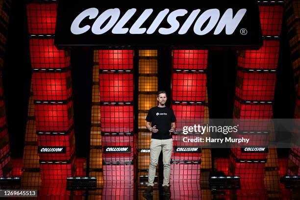 Toronto , Canada - 29 June 2023; Andrew McLeod, Co-founder & CEO, Certn, on Center Stage during day three of Collision 2023 at Enercare Centre in...