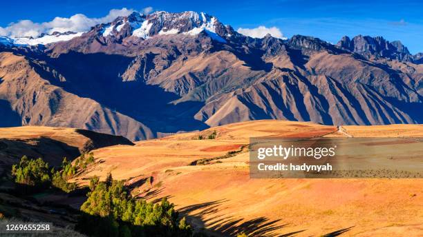 vista panorâmica do altiplano peruano. andes no fundo - altiplano - fotografias e filmes do acervo