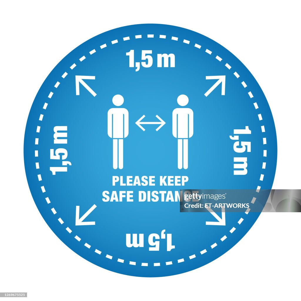 Sign Following Distance 5m Warning Sign Please Keep Safe Distance 1 5m High-Res Vector Graphic ...