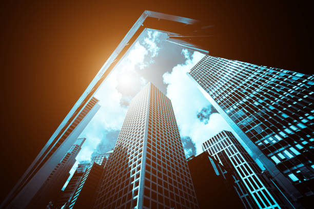 modern office building close up in sunlight - business finance and industry stock pictures, royalty-free photos & images