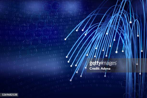 blue optical fibers - fiber optic cable white stock illustrations