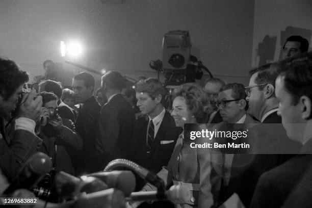 American politician Robert F Kennedy addressing the Overseas Press Club, New York, US, April 1st ,1968.