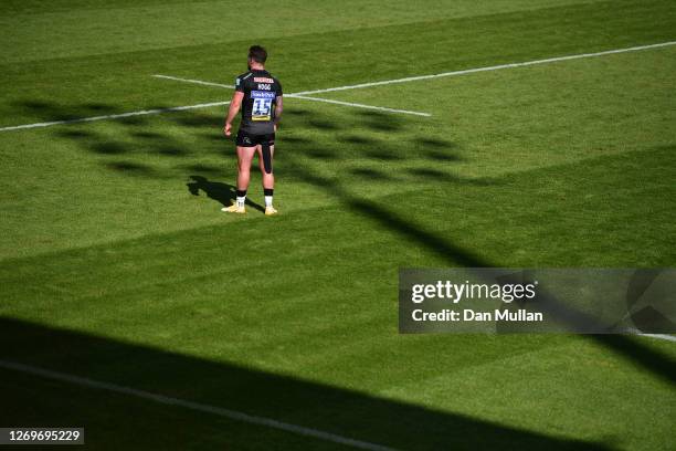 Stuart Hogg of Exeter Chiefs looks on during the Gallagher Premiership Rugby match between Exeter Chiefs and Worcester Warriors at Sandy Park on...