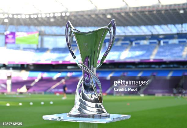 Uefa Womens Champions League Trophy Photos and Premium High Res