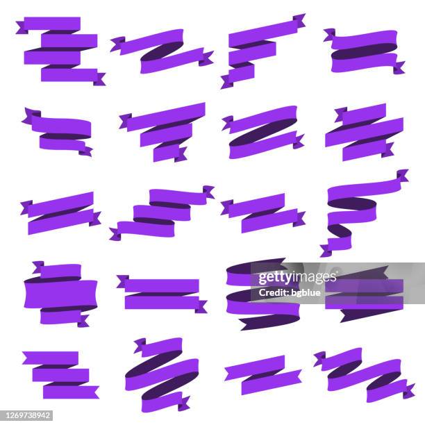 Purple Ribbon Sign Set Of Purple Ribbons Banners Design Elements On White Background High ...