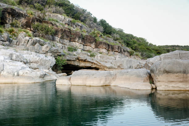 pedernales falls state park rock feature at the falls - texas hill country stock pictures, royalty-free photos & images