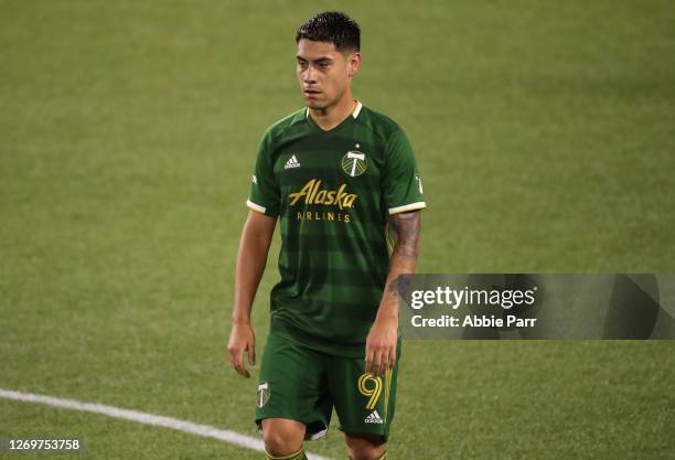 Felipe Mora of the Portland Timbers reacts while exiting the field after their 4-4 draw against Real Salt Lake at Providence Park on August 29, 2020...