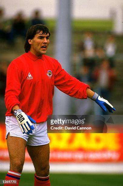 Portrait of Linfield goalkeeper George Dunlop during a European Cup match against Shamrock Rovers at the Royal Dublin Society Showgrounds in Dublin,...