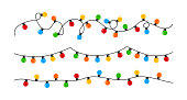 Christmas lights bulbs. Color garlands. Christmas illustration. Vector illustration