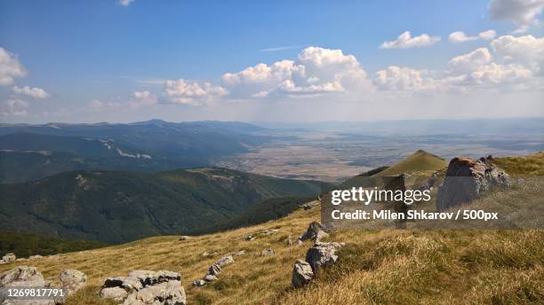 scenic view of landscape against sky, shipka, bulgaria - shipka stock pictures, royalty-free photos & images