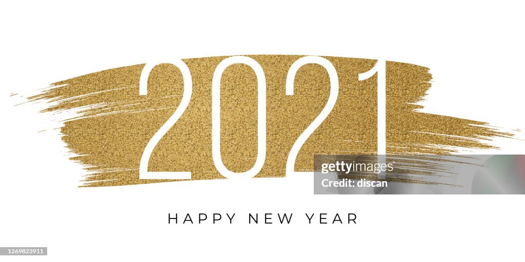 2021 - Nieuwjaarskaart met gouden glitter. Stockillustratie