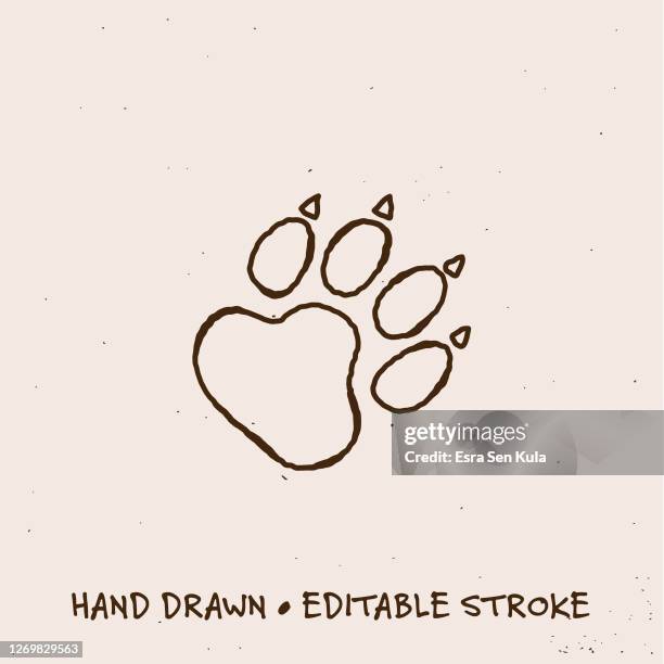 hand drawn wild animal footpath line icon with editable stroke - paw stock illustrations stock illustrations