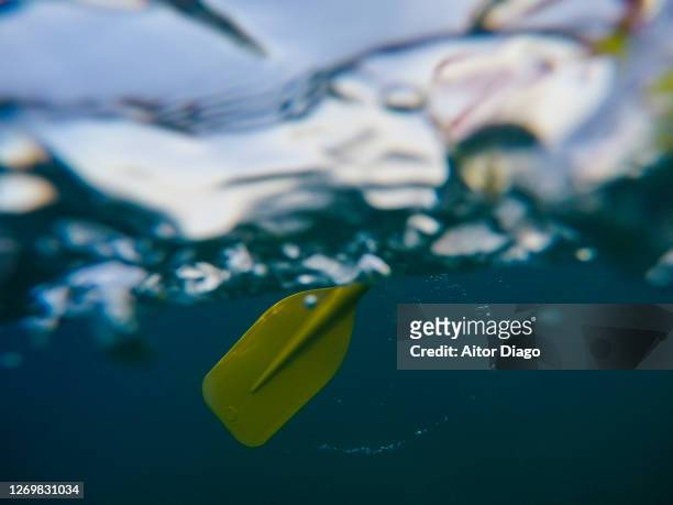 close-up of bubbles produced by an oar while paddling in a canoe. - kayak stock pictures, royalty-free photos & images
