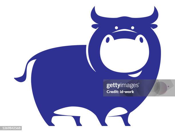 stockillustraties, clipart, cartoons en iconen met grappig stiersymbool - dairy logo